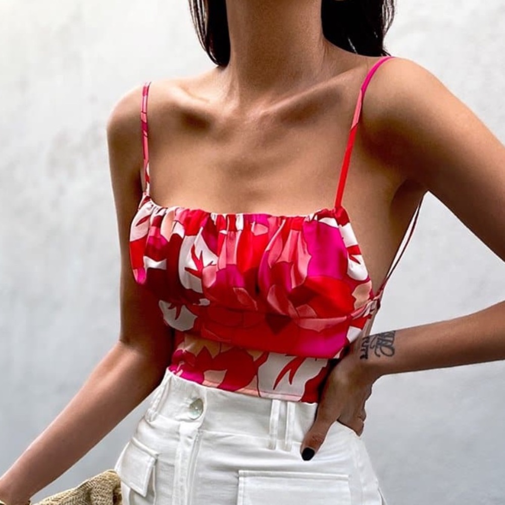 AMMY TOP - FUCHSIA FLORAL FROM RUNAWAY THE LABEL AUSTRALIAN BRAND